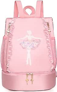 Yitengteng Ballet Dance Backpack with Separate Shoe Compartment,Little Girls Ballerina Bag for Dance Toddler Bag Gymnastics Latin Dance Yoga Tap Dance Jazz Storage Bag (Pink)