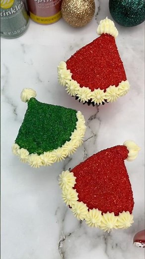 How to Decorate Santa and Elf Hat Cupcakes