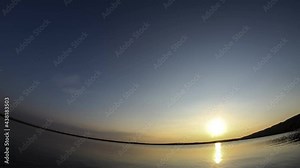 Holy grail Time lapse of the sunsetting and then the stars coming out next to lake with a fisheye lens