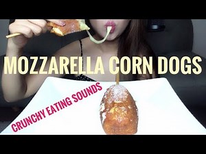ASMR Super Cheesy Mozzarella Corn Dogs | Cooking & Eating Sounds (No Talking)