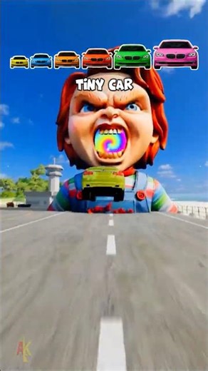 🌟Tiny Car vs Chucky Portal… and Turns ULTRA HUGE! 🌟 #shorts #beamngdrive