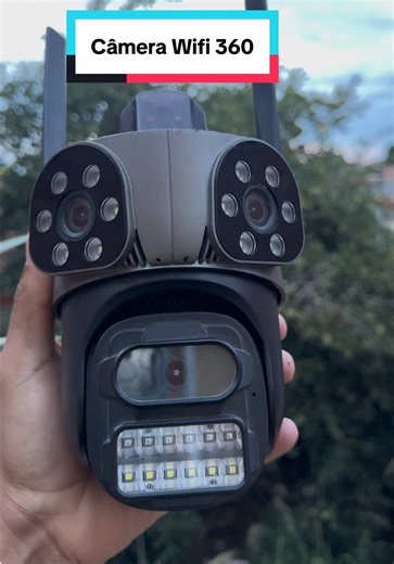 Esta procurando por Câmara de segurança Wi-Fi de lente dupla? Que tal a Câmera de segurança WiFi de lente tripla com visão nortuna, áudio bidirecional, infravermelho, detector de movimentos, alarme, sirene e ainda é impermeável. #cameradesegurança #amerawifi #camera #fyp #viral
