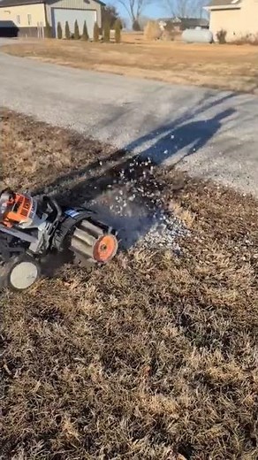 Get Off My Lawn Rocks! Stihl Yard Boss Power Sweep - Gravel Cleanup Out Of Grass #shorts