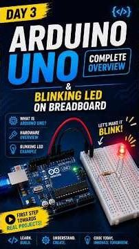 Arduino LED Blinking Project on Breadboard 🔥 | Day 3Arduino #ArduinoUNO #LEDBlink #Electronics