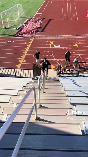 Running stairs is an excellent workout for Track and Field athletes as it efficiently targets multiple muscle groups, including the quadriceps, hamstrings, and calves, enhancing overall lower body strength and power. Stair running provides a cardiovascular challenge, improving endurance and stamina crucial for athletic performance, and for throwers ability to take more good technical throws. #hanmerthrow #shotput #discusthrow