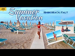 RIMINI BEACH, ITALY - (4K HD) BEACH WALK - SUMMER VACATION 2022