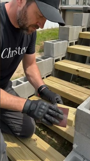 Building Beautiful Pool Stairs With Concrete Blocks & Wood 🌿✨