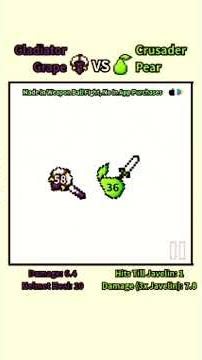 Weapon Ball Fight. Gladiator Grape VS Crusader Pear. #games #shorts