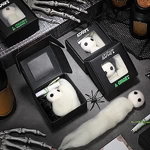 Blueweenly 6 Pcs Halloween Adopt a Ghost Personalize Little Pocket Ghost with a Tiny Scroll Mini Felt Stuffed Spooky Doll Black Funny Creative Gift for Stories Movies Lover Decoration