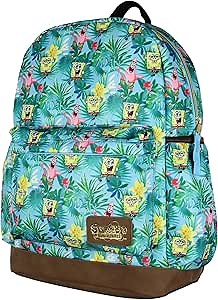 INTIMO SpongeBob SquarePants And Patrick Star Tropical School Travel Backpack With Faux Leather Bottom