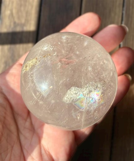63 Mm Clear Quartz Sphere With Rainbow Inclusions Polished Mineral Specimen - Etsy