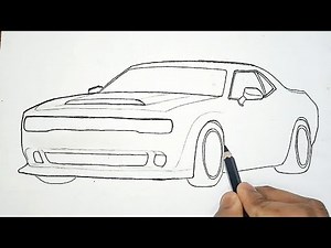 How to Draw Dodge Challenger || Easy Sports Car Drawing Tutorial for All 🔥