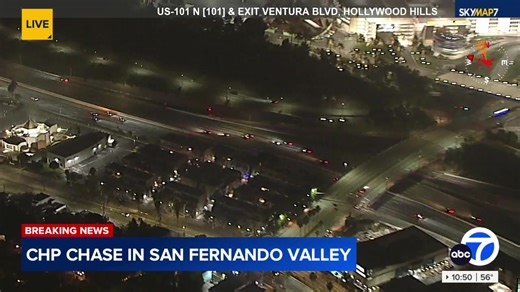 HAPPENING NOW: A driver is leading law enforcement on a high-speed chase on the 101 Freeway in the San Fernando Valley. | ABC7