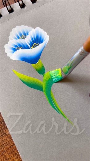 💙👌🌿Beautiful BLUE💙🤍 Onestroke flower painting design using acrylic paints 🎨💯👌💙🤍 #floraldesign #paintingacrylic #reelsonfacebook #blueflowers #drawingflowers | Zaaris