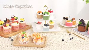 Fake Cupcakes, Artificial Cupcakes for Display, Realistic Fake Food Faux Cake Décor, Artificial Food for Display, Fake Desserts Pastries for Decoration 6 Pack