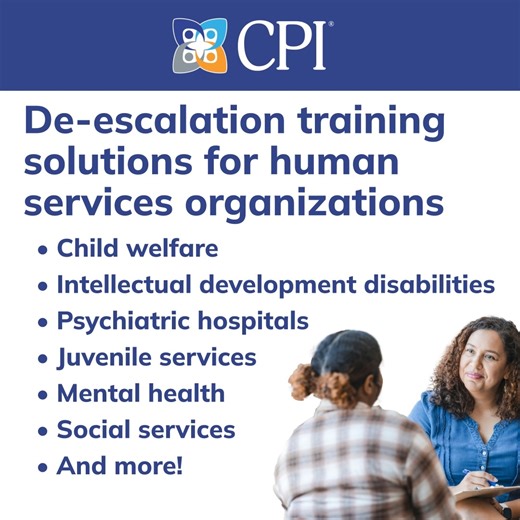 Our de-escalation training solutions equip human services professionals with the skills to identify, prevent, and de-escalate the complex situations they encounter in the workplace. Our customers see measurable results through improved staff safety, reduced spending on workers’ compensation claims, and fewer restraints. See the success your organization can have with CPI training: https://bit.ly/4eSTdCs | Crisis Prevention Institute