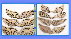 Angoily Wooden Christmas Ornaments, 80Pcs Wood Angel Wingsfor Crafts, Paintable Wood Slices Wings Patches Hand Painting Cutouts Blank Drawing, Handcrafted Decorative Wall Art Bulk Embellishments