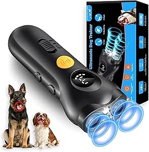 Ultrasonic Dog Trainer | Bark Deterrent Training Device | Anti Barking Silencer | Barks No More Devices | Stop Control Dogs Bad Behavior | Stopper Corrector Clicker Repellent