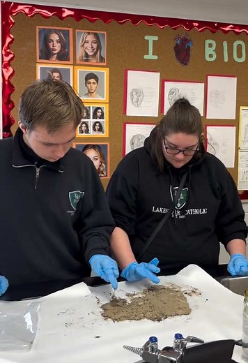 Environmental science class investigating the composition of different soils! Students had to eliminate debris, shake up their soil, and then as it settled identify what percentage of the soil was sand, clay, and silt. #lakeshorecatholic #portcolborne #niagara #school #science