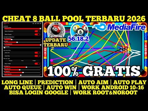 GRATIS‼️CHEAT 8 BALL POOL TERBARU 2026 NEW UPDATE MOD MENU SNAKE AIMTOOL GARIS PANJANG WORK NOROOT