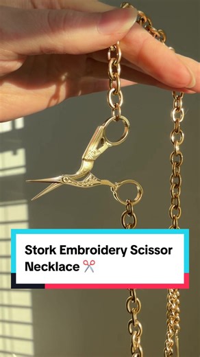 Stork Embroidery Scissor Necklace for Holiday Gifts