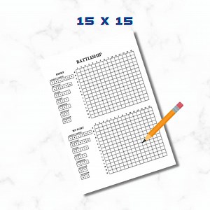 Printable Battleship Game: Pen & Paper Board Game (a4/letter Size Digital Download) - Etsy