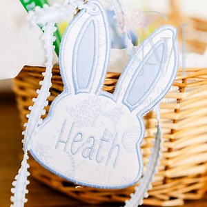 In the Hoop Satin Bunny Tag Machine Embroidery Design - Etsy