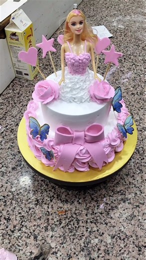 Barbie Cake Design #Shorts #Cake #Viral Reel