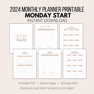 2024 Monthly Planner Printable | Monday Start | Year-at-a-glance | 2024 Monthly To-do List Printable - Etsy Canada