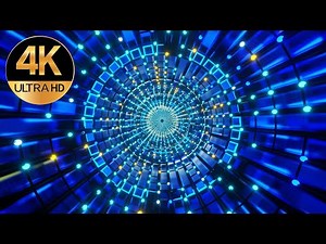 10 Hour 4k TV Fast moving Relax Meditation metallic Blue Neon light Tunnel Abstract background video