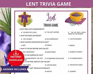 Lent Trivia Game,lent Trivia Quiz,lenten Party Game,easter Bible Trivia,bible Trivia,ash Wednesday,lenten Activity,catholic Lenten Games - Etsy