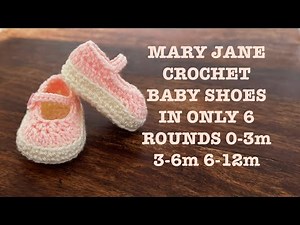 How to crochet easy baby Mary Jane booties sizes 0-3m 3-6m 6-12m beginner friendly