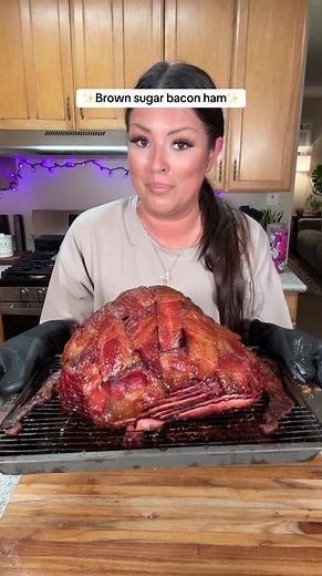 Delicious Brown Sugar Bacon Wrapped Ham Recipe