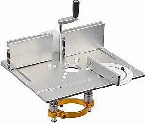 Aluminium Router Table Insert Plate And Router Lift for 65mm Diameter Universal Trimming Machine,with Miter Gauge Guide Aluminium Profile Fence Sliding Brackets