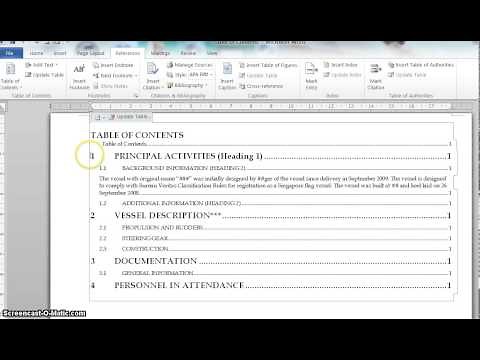 Table of contents - Word - Change Font