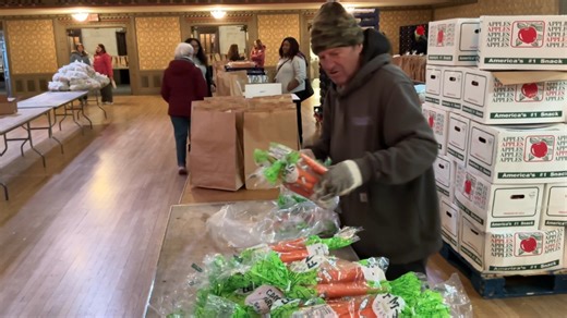 Volunteers turned out in force today at the Scranton Cultural Center to help Family to Family and Friends of the Poor & Catherine McAuley Center distribute Christmas Food Baskets to over four thousand local families who need a helping hand this holiday season. | Diocese of Scranton