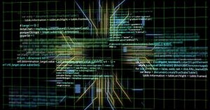Programming Code and Data Processing Animation Over Grid Lines and Light Beams Stock Footage - Video of lines, animation: 374412684