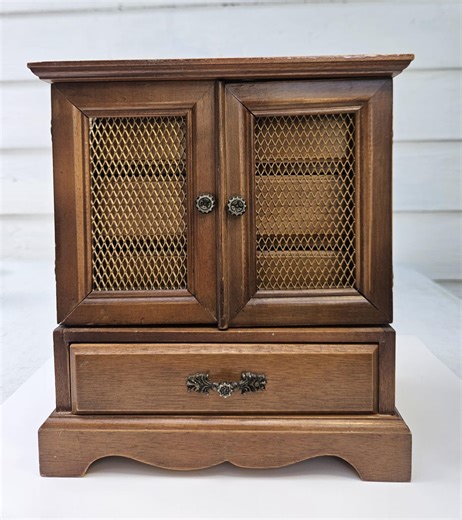 Vintage Midcentury Jewerly Storage Chest With Working Music Box | Standing Armoire Chest Box Storage - Etsy