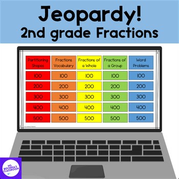 2nd grade Fractions Review Jeopardy Interactive PowerPoint Math Game