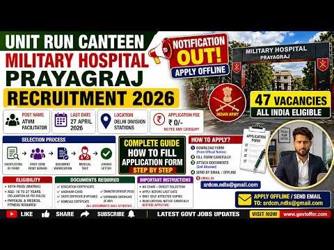 Military Hospital Prayagraj Bharti 2026 | Canteen Billing Operator Job , Form Fill complete Guide