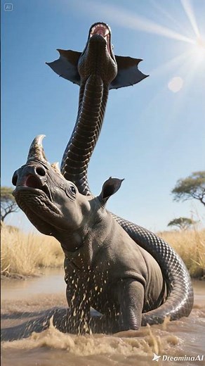 Cobra vs Rhino: The Wildest Showdown in the Savannah! #wildlife #wildlifeentertainment #animals