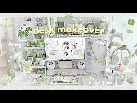 *AESTHETIC* DESK MAKEOVER 🍀🍵 pinterest-inspired, cozy hobbies, stationery finds, organization