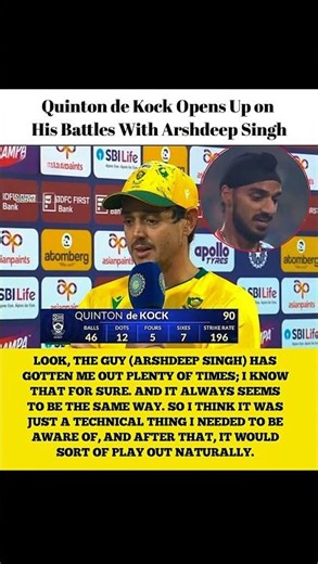 Quinton de Kock Reveals the Technical Flaw Arshdeep Exploited| #shorts #shortsfeed #Quinton #QDK