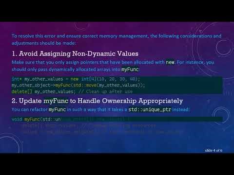 Understanding Rvalue and Move Semantics with Unique Pointer: Fixing the Pointer Free Error