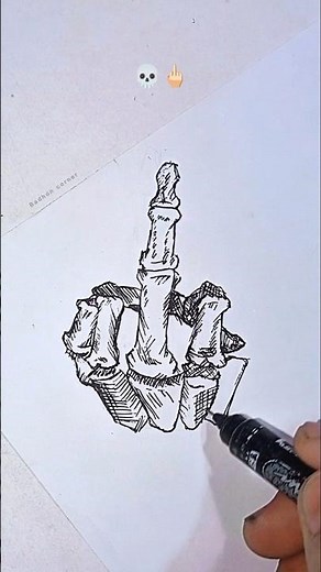 Drawing a Skeleton Middle Finger 💀🖕 | Dark Art Sketch #art #drawing #sketch #shorts
