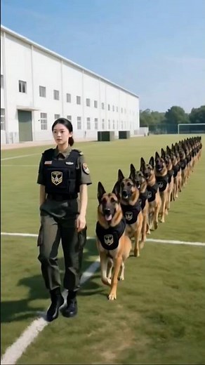 Expert Girl training German shephards in k9 academy in United States 🇺🇸
