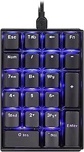 MOTOSPEED K23 Mechanical Numeric Keypad Blue Switch Wired 21 Keys Mini Numpad Portable Keypad Backlight Gaming Keypad Extended Layout for Cashier
