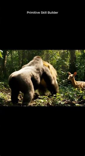 Silverback Gorilla Destroys Lion to Save a Deer! 😱
