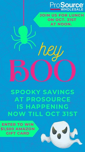 ➡️ Our HUGE Kitchen and Bath Savings Event is running from September 16th to October 31st, and it's packed with spook-tacular deals on everything you need for your renovation. Whether it's your own home or a client's project, we’ve got you covered! ✅ Plus, join us for delectable eats on October 31st at noon, FREE lunch. 🎁 Enter to win a $1,500 Amazon Gift Card! (See an account manager for details.) #prosource #homeimprovement #renovation #builder #contractor | ProSource of Kansas City West