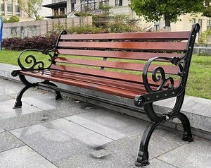 [Hot Item] Classic Outdoor Wooden Bench Durable Cast Iron Frame Weatherproof Garden Park Public Seating for Patio Lawn Landscape Decor